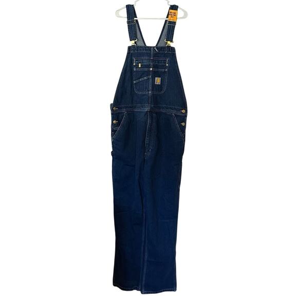Carhartt Other - Carhartt NWT Loose Fit Denim Rib Overalls Size 38x34 Workwear Farm Chore Pockets